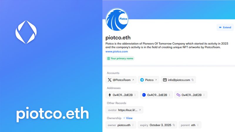 Buying Official ENS piotco.eth Domain